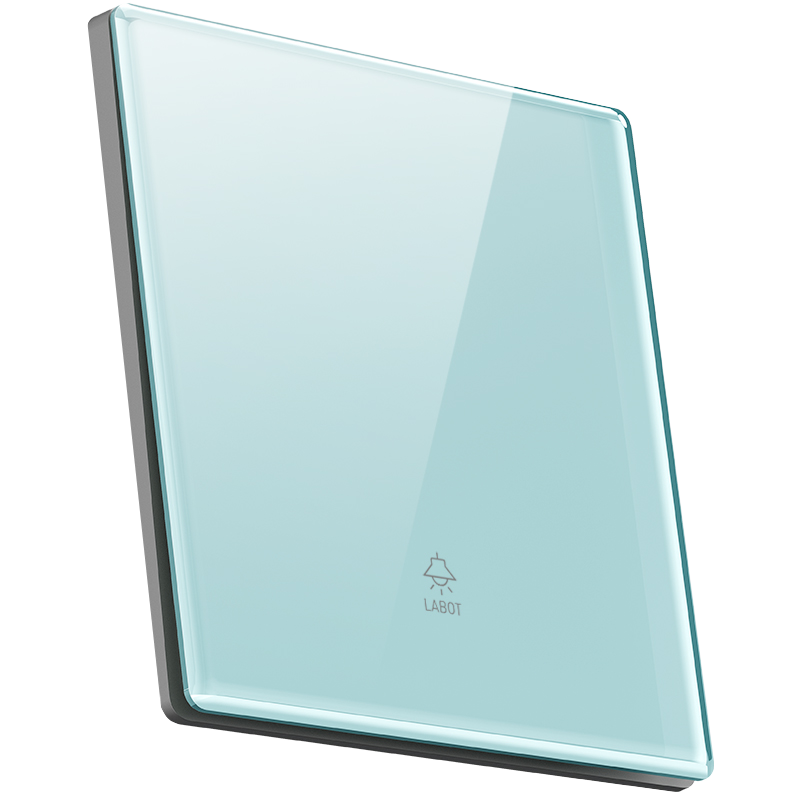 国际电工冰蓝色玻璃开关插座86型家用墙壁超薄一开五孔暗装镜面板