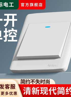 国际电工墙壁电源86家用一位单开一开单控单联电灯开关面板暗装白