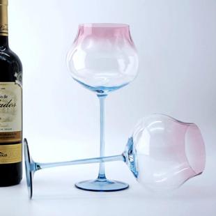 海月蓝红酒杯葡萄酒杯轻奢勃艮第波尔多高脚杯高档无铅水晶玻璃杯