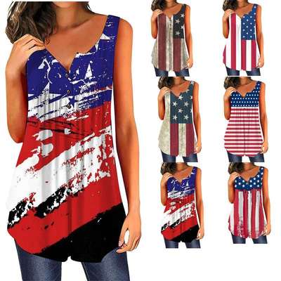 2024款独立日宽松型都市休闲女装无袖套头短袖印花Twomen clothes