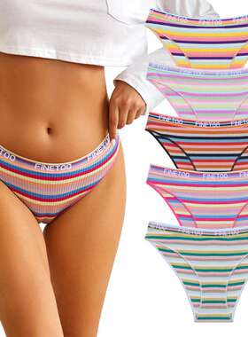 FINETOO内裤性感条纹女生三角裤外贸热销款女裤头N397