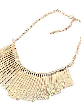 欧美夸张朋克流苏项链通勤新款几何时尚金属扇形锁骨链女项饰