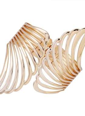 欧美个性时尚翅膀手镯金属质感羽毛手环外贸夸张手饰饰品