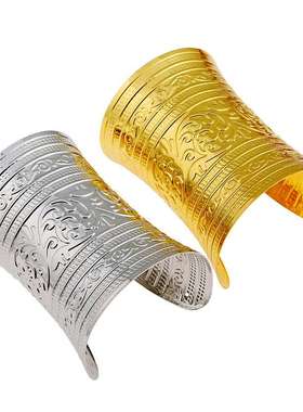 欧美夸张金属臂环开口手饰花纹朋克手镯气质女士手环饰品