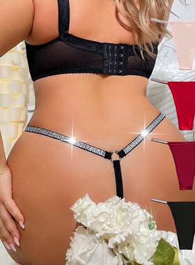 欧美无痕性感丁字裤女银丝带外贸女士大码内裤PlusSize
