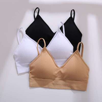 FINETOO女士无缝背心固定双肩带背心一片式无钢圈文胸瑜伽背心169