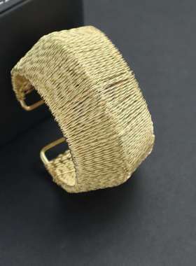 欧美个性夸张金属手环网状编织麻花大宽面手镯环保无铅镍手饰