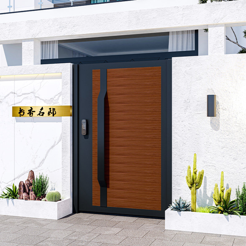 铝合金庭院门木纹铝别墅大门防腐木户外花园乡村院子大门单双开门