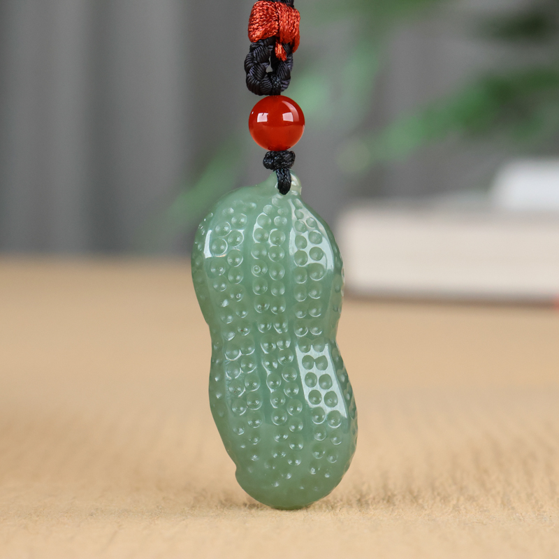 天然和田玉湖水绿花生钱袋子吊坠男女款玉佩挂件颈饰多子多福挂脖