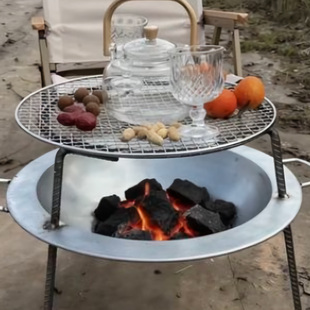 农村老式烤火盆大号三脚架烧火厨房烧火火锅三角家用老式锅架三角