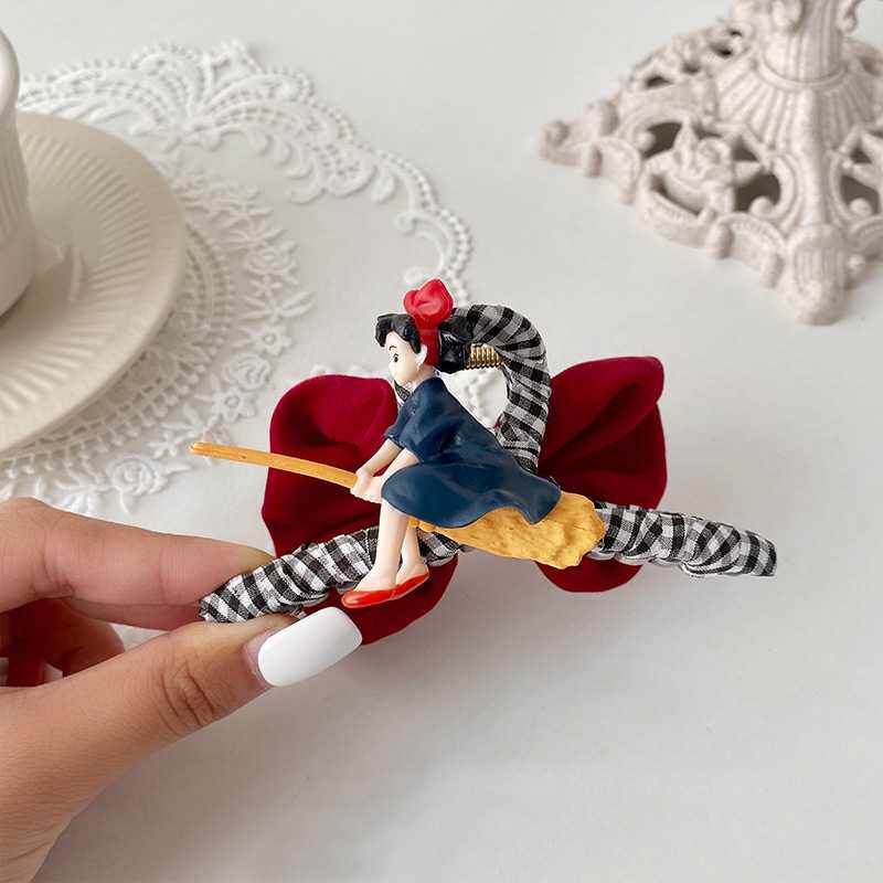 飞行日记可爱卡通女巫抓夹夏季蝴蝶结发夹女后脑勺盘发鲨鱼夹发饰