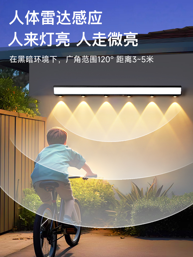 户外长条太阳能防水壁灯过道阳台围墙庭院洗墙灯别墅花园氛围墙灯