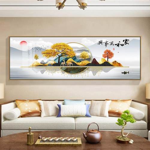 2025新款钻石画麋鹿家和万事兴满钻客厅5d点贴砖石十字绣轻奢大气