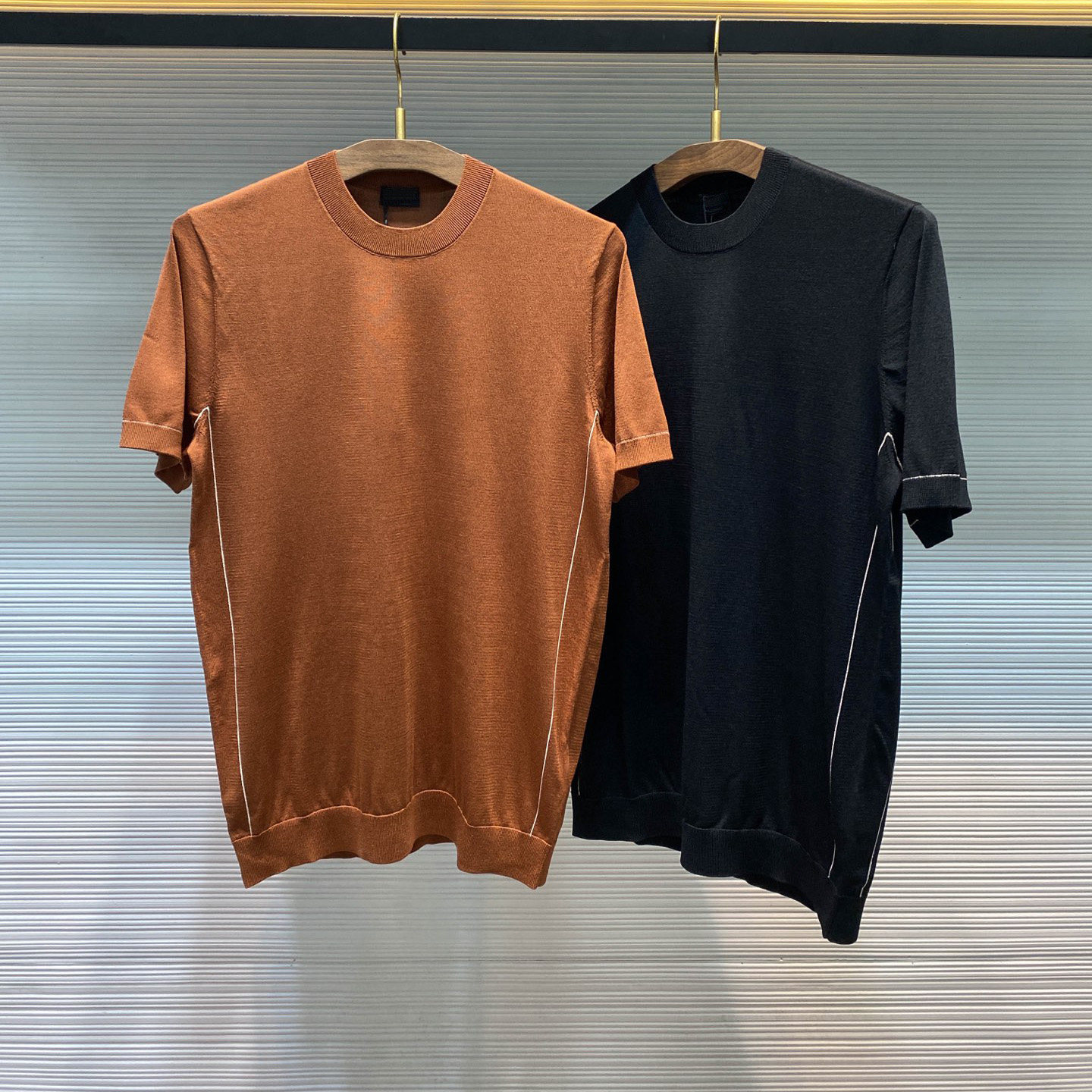 高街欧式T恤男士2026春夏时尚潮牌老钱风对比明线针织圆领短袖tee,男装,T恤,淘宝优惠券,粉丝福利购,淘宝优惠卷