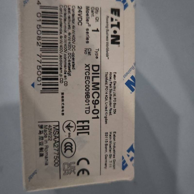 伊顿穆勒DILMC9-01(24VDC) 进口小型高性能接触器