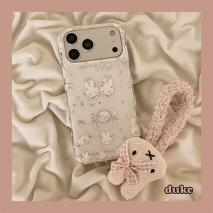 s23ultra s10全包a52a54A23A女新款 s22 s20plus保护套note20 IMD s21F 满喆白色兔子适用于三星s25手机壳s24