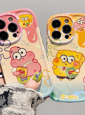 卡通海绵宝宝适用于三星s25ultra手机壳s24/s23plus新款Galaxys22/21+note20/9/8保护套A55/54/53女s10+胖妹