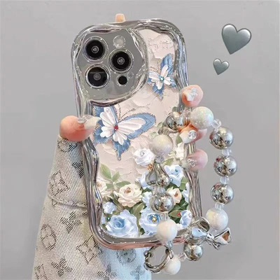 蝴蝶彩色鲜花适用于realme真我GT大师版手机壳15/14pro/13/12/v70/30t/v23/neo7保护套Q5pro/q3/2GT8/6水滴女