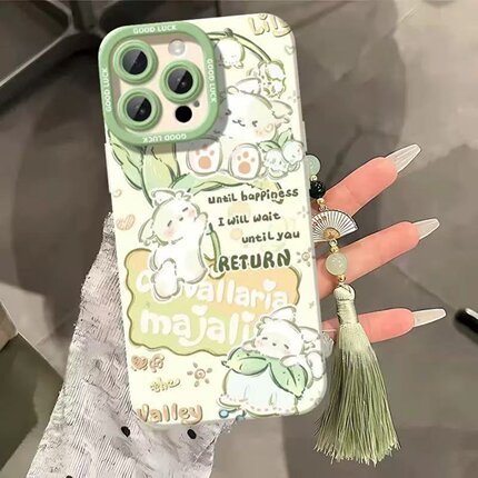 满喆绿色兔子适用于oppofindx9手机壳reno15pro14/13/12+10/9新款findx8prox7Ultra/x6女K12S/K11X天使保护套