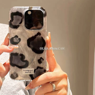 羽纱黑色豹纹适用oppo手机壳网红