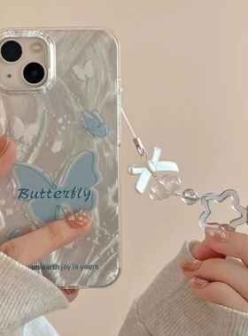 羽纱蓝白蝶结适用于荣耀500pro手机壳400/200/90GT/80/magic8/7保护套v40/30play7畅玩60plus女x70i/60i羽纱