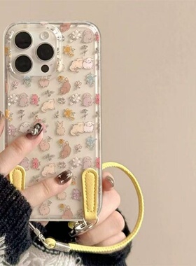满喆碎花兔子适用于三星s25手机壳s24+/s23ultra/s22/s21F/s20plus保护套note20/s10全包a52a54A23A女新款IMD