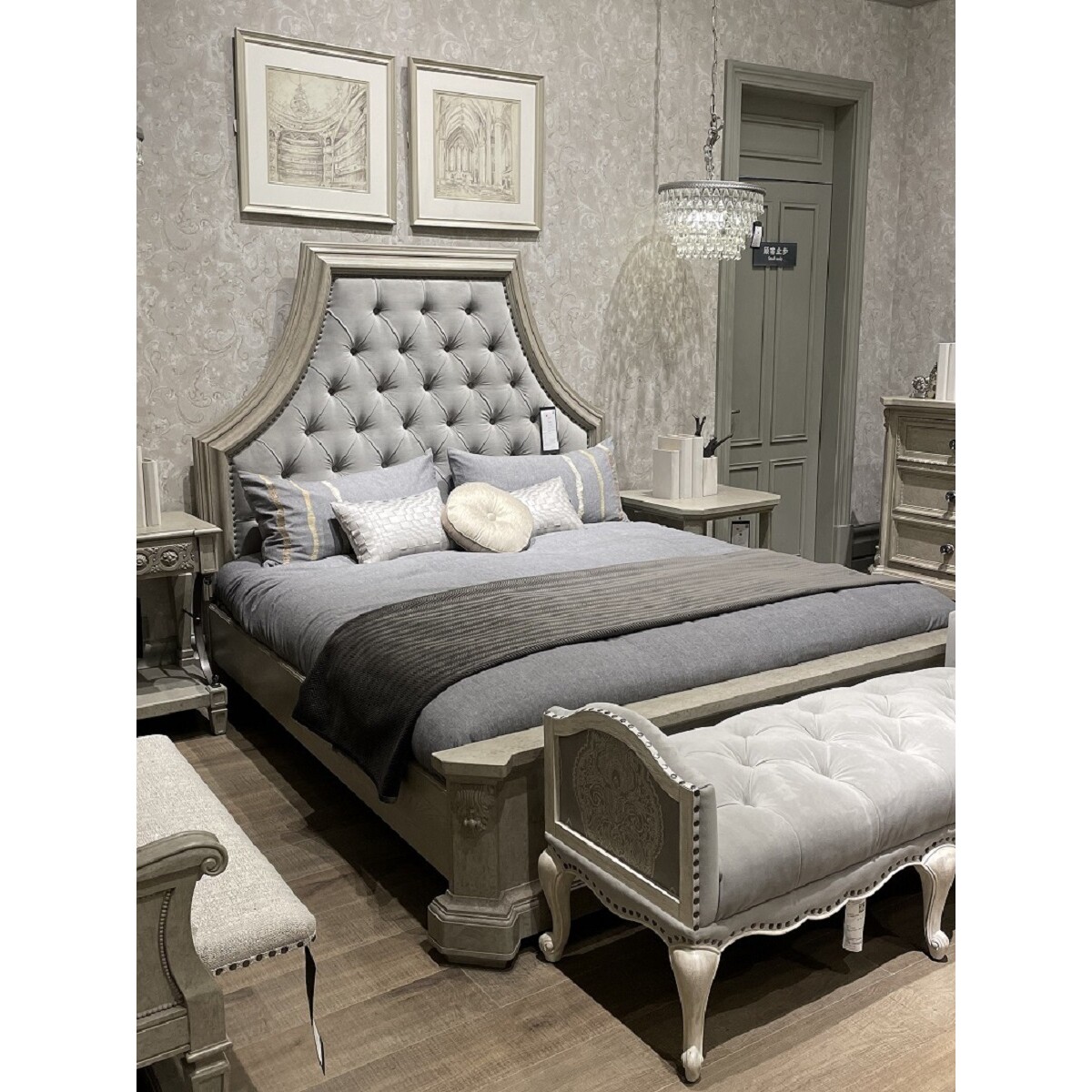 美克美家美式实木床做旧1.8米主卧双人婚床art家具雕刻花高端定制