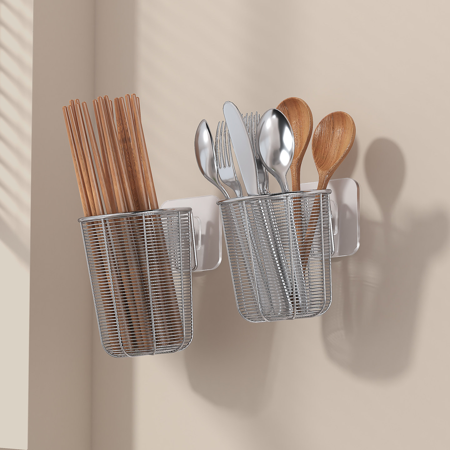 304不锈钢筷子筒壁挂式家用筷子收纳盒沥水架防霉墙上筷笼筷篓架,餐饮具,餐具笼/架,淘宝优惠券,粉丝福利购,淘宝优惠卷