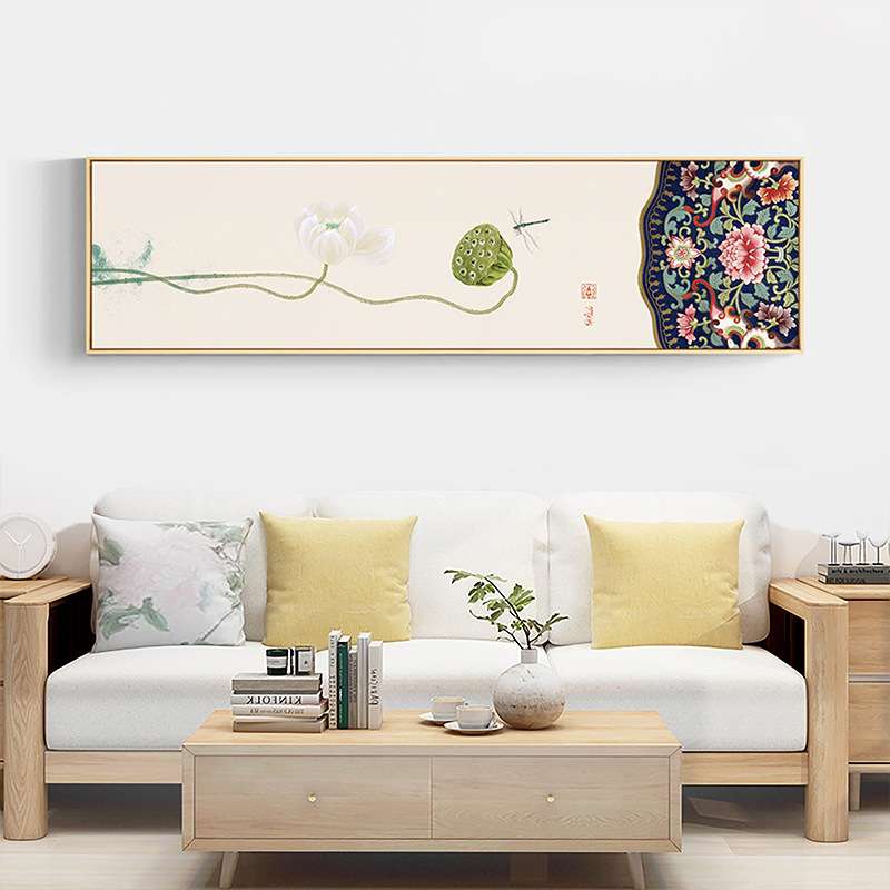 新中式卧室装饰画主卧床头日式挂画横幅简约花鸟植物壁画绿植花卉图片