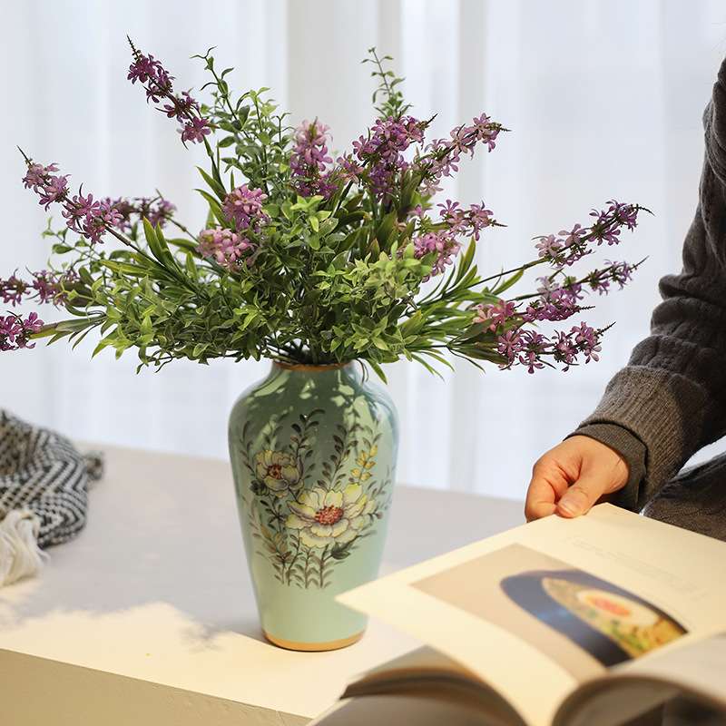 新中式陶瓷花瓶家居工艺品摆件客厅桌面手工瓷瓶现代花艺中式花器