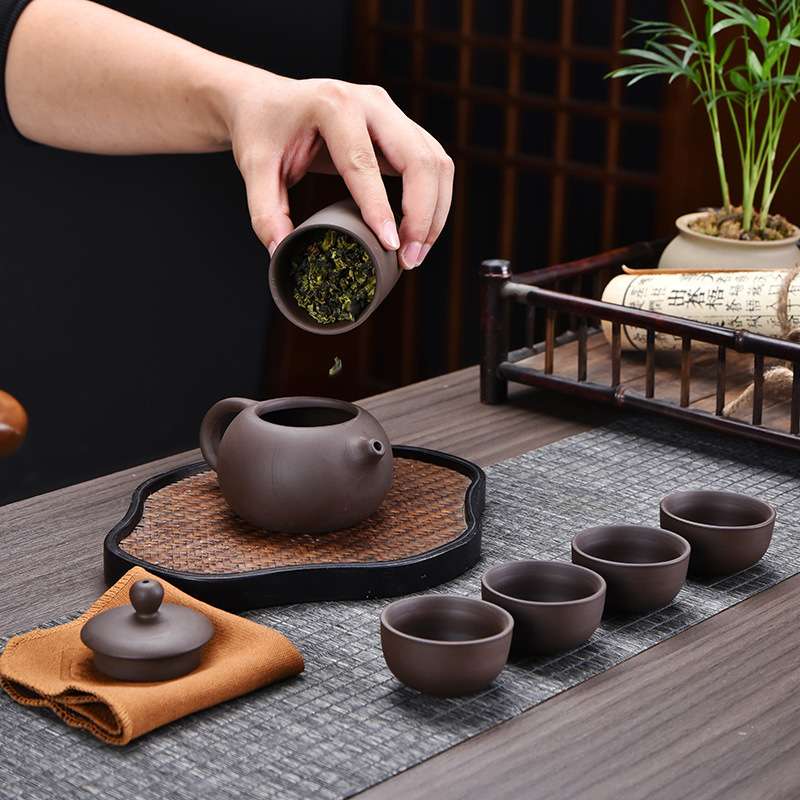 紫砂一壶二杯功夫茶具套装 便携收纳旅行泡茶壶茶杯整套商务礼品