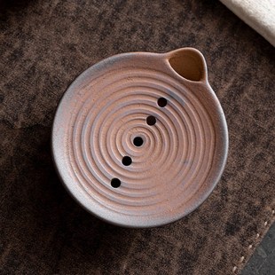 杯垫茶托侘寂风隔热垫家用O功夫茶具陶瓷干泡盘 手工粗陶壶承日式
