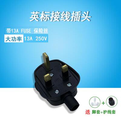 正标英式FUSED 英规港式澳门三脚方头带保险管BS工业接线13A插头