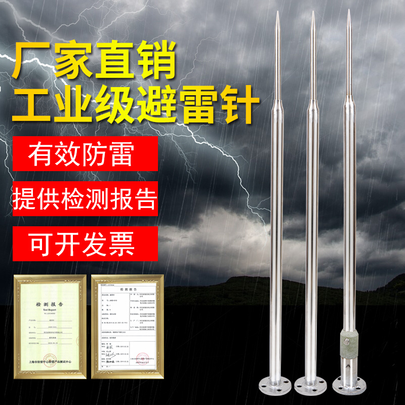 。避雷针不锈钢屋顶别墅防雷工程户外避雷接闪器家用路桥室外避雷