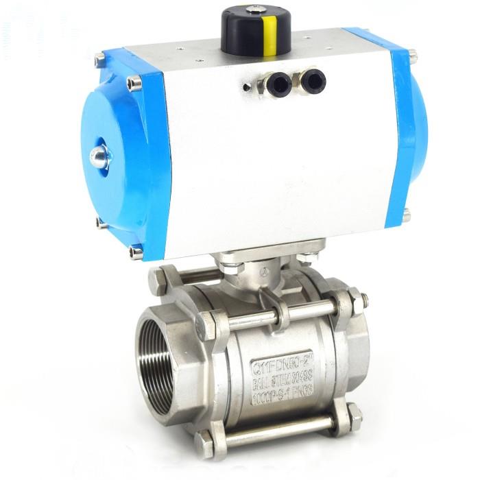 Q611F-16P气动三片式气动球阀304不锈钢焊接丝扣气动球阀DN15DN25