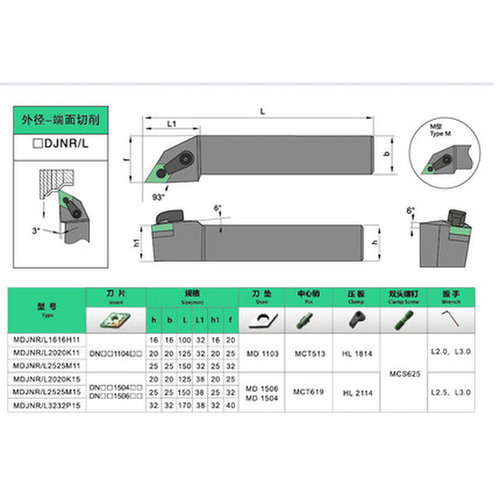 。93度菱形数控外圆车刀杆MDJNR/L2020K11/2525M15/3232P15机夹刀