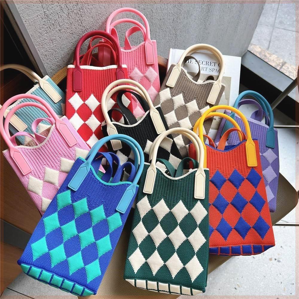 2024新款针织迷你单肩小挎包女可爱手机包学生手提日常外出手拎包