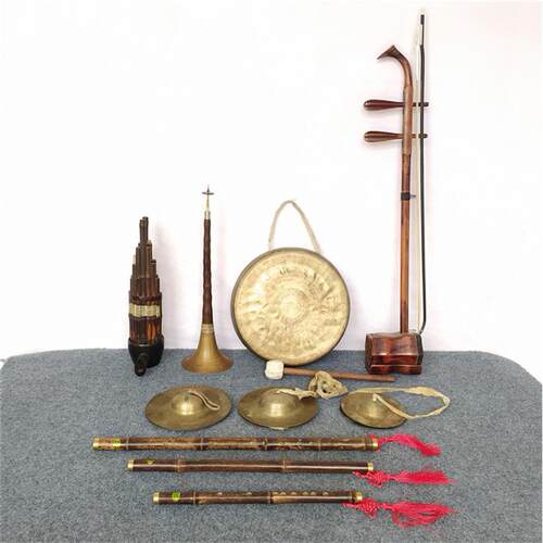 民俗老物件老式打击管弦乐器二胡唢呐开道锣鼓笛复古怀旧装饰摆件