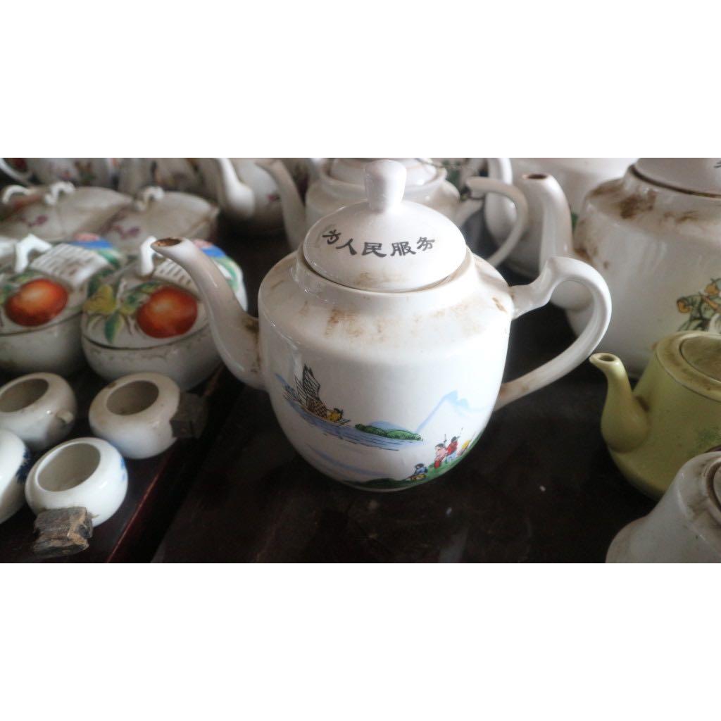 文革时期茶壶 陶瓷茶壶杂项收藏杂项收藏古玩古董酒店复古摆件