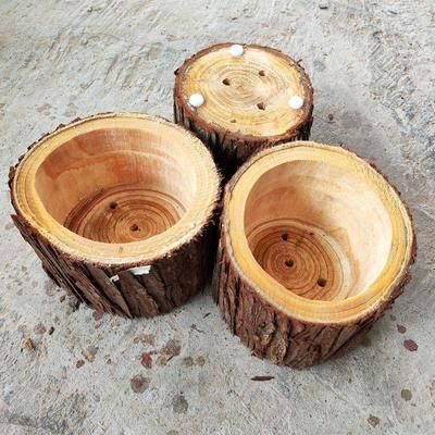 多肉,石斛花盆木质树桩长条形,圆形,网红香樟木,杉木花盆木头树桩