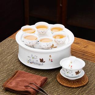 包工夫茶具套装 高温潮汕功夫旅行陶瓷茶盘干泡家用车载户外便携式