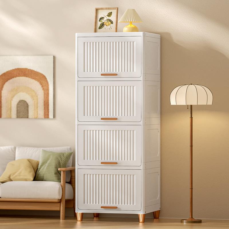 翻盖玩具客厅包包收纳柜厨房零食置物架多层架子储物柜家用窄缝