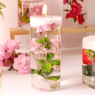 diy手工鲜花蜡烛大冰花蜡水上悬浮蜡烛彩色沙蜡春日浪漫樱花蜡烛