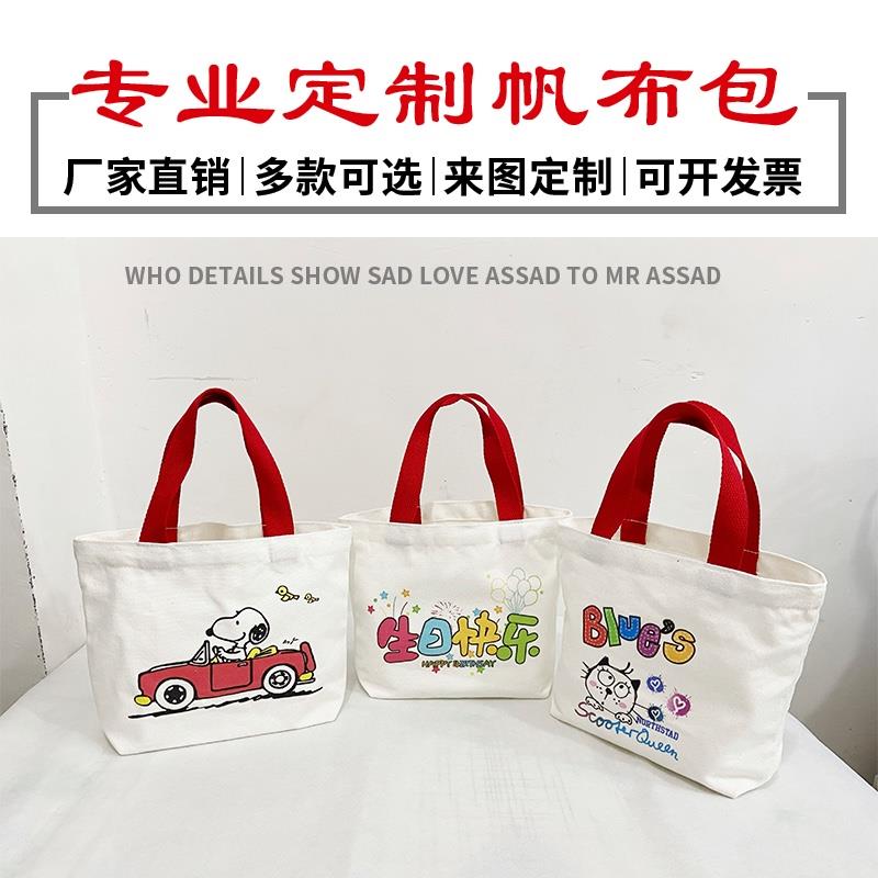 帆布袋定制生日礼品袋幼儿园礼物袋diy绘画手提袋空白帆布包加急