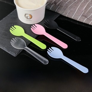 一次性小勺子生日蛋糕甜点品尝器塑料叉子勺子冰淇淋水果钓鱼商业