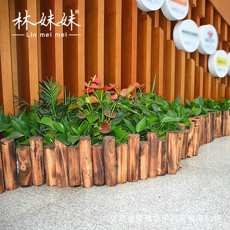木栅栏户外木桩园艺造景围栏碳化防腐围栏花园圆木实木栅栏木篱笆