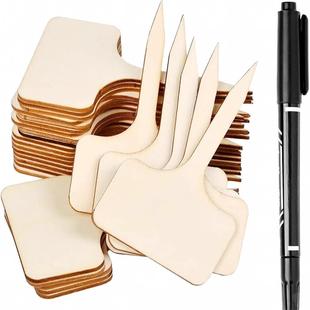 园艺标签牌竹木质插地牌植物插牌花卉吊牌苗木标记牌多肉T型标签