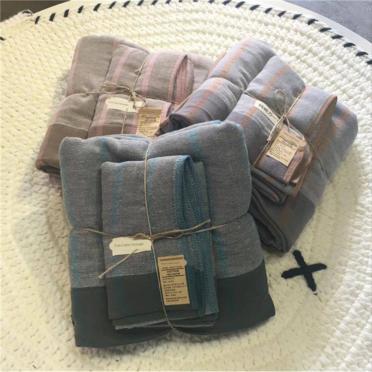 全棉纱布浴巾毛巾套件AB版纯棉长绒棉除菌防螨透气成人洗澡巾浴巾