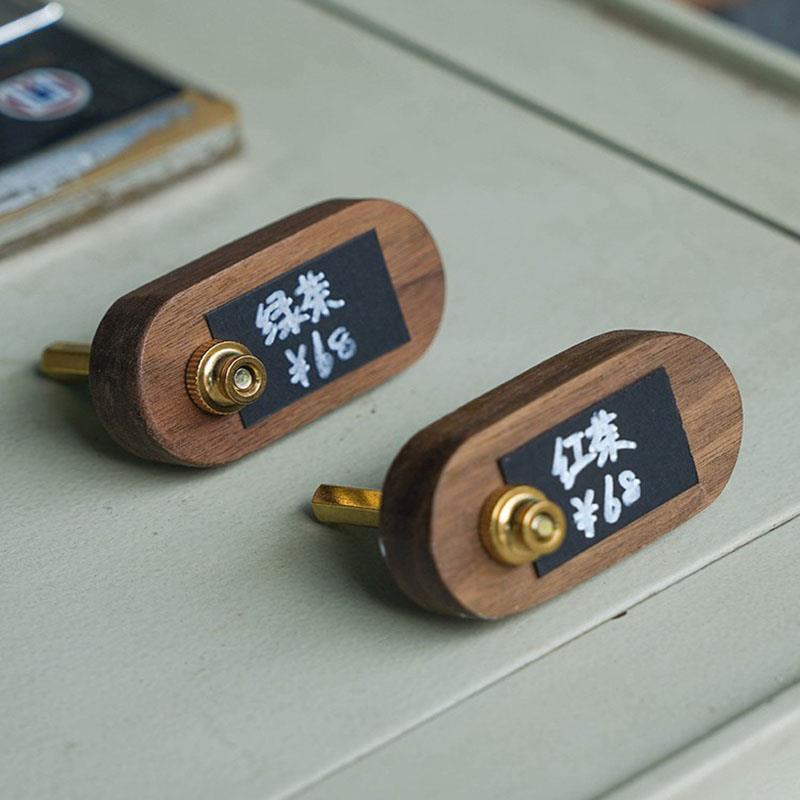 创意胡桃木价格展示牌小号手写茶叶价钱牌黄铜桌面蛋糕面包标价牌