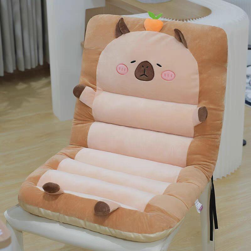 卡皮巴拉抱枕连体坐垫靠背靠枕一体办公室加厚椅垫学生屁股座垫子